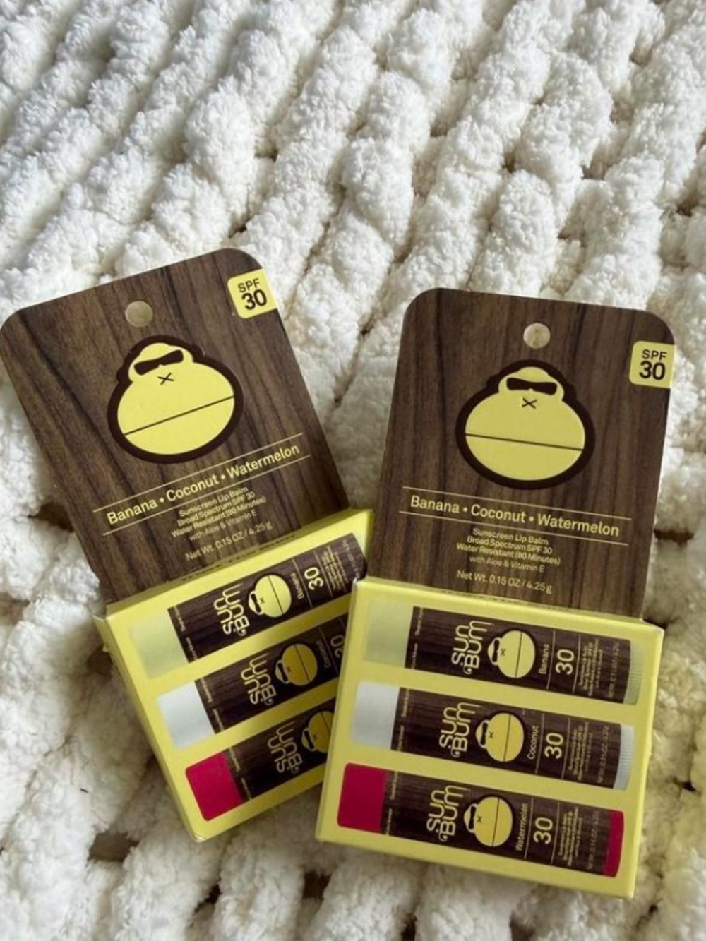 Sun bum sunscreen lip balm SPF 30 Banana Coconut Watermelon Lip Balm Trio NEW!